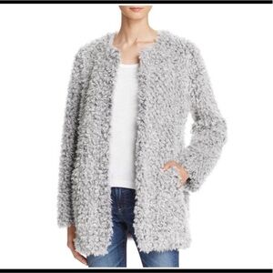 Aqua Gray Teddy Jacket Plush Open Front